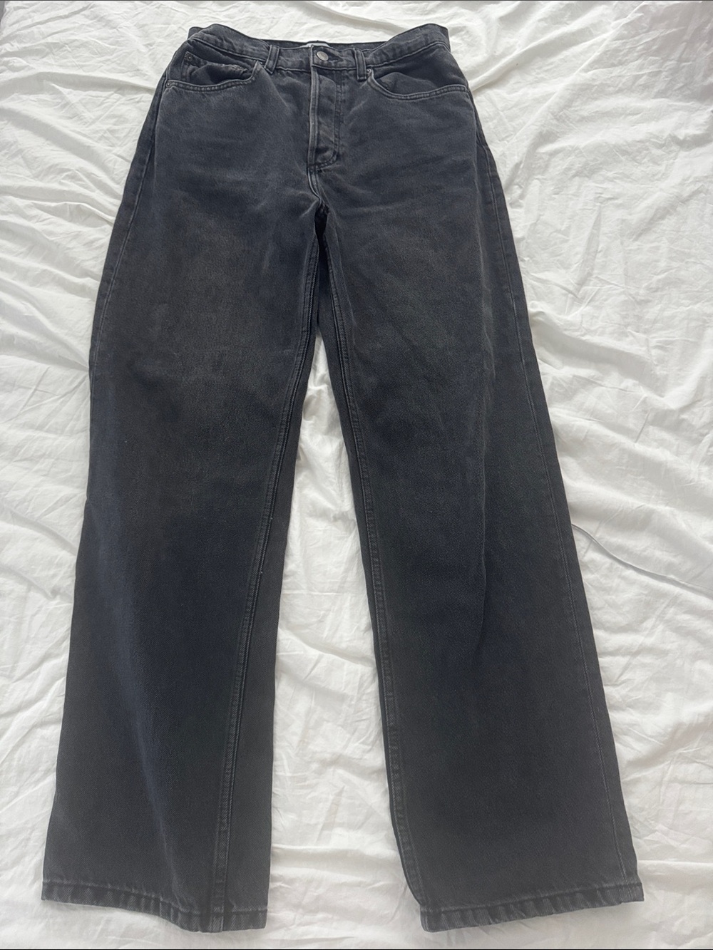 Boyish charcoal wide leg jeans